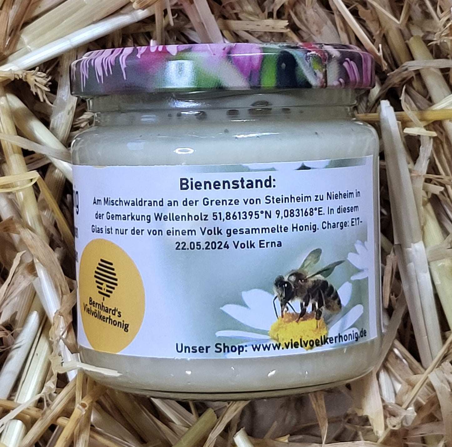 Naturreiner Bienen-Honig gesammelt in den blühenden Frühlingswiesen an den Emmerauen von Bienenvolk Erna 250g