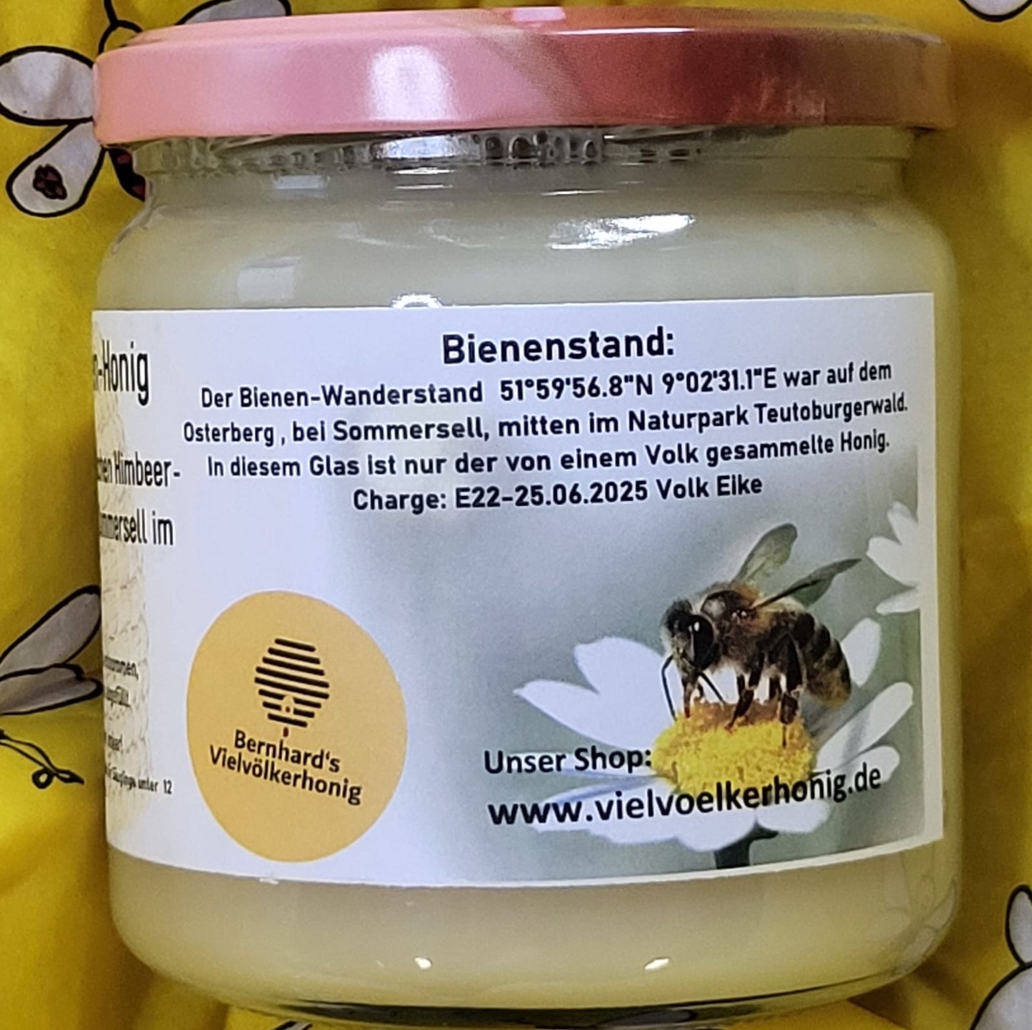 Naturreiner Bienenhonig vom Bienenstand zwischen Himbeer- und Brombeerblüten bei Sommersell im Kreis Lippe 500g