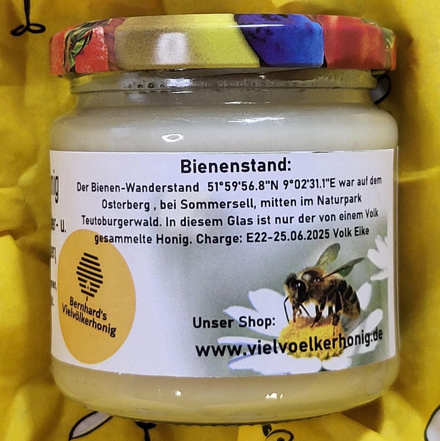 Naturreiner Bienenhonig vom Bienenstand zwischen Brombeer- und Himbeerblüten auf dem Osterberg 250g