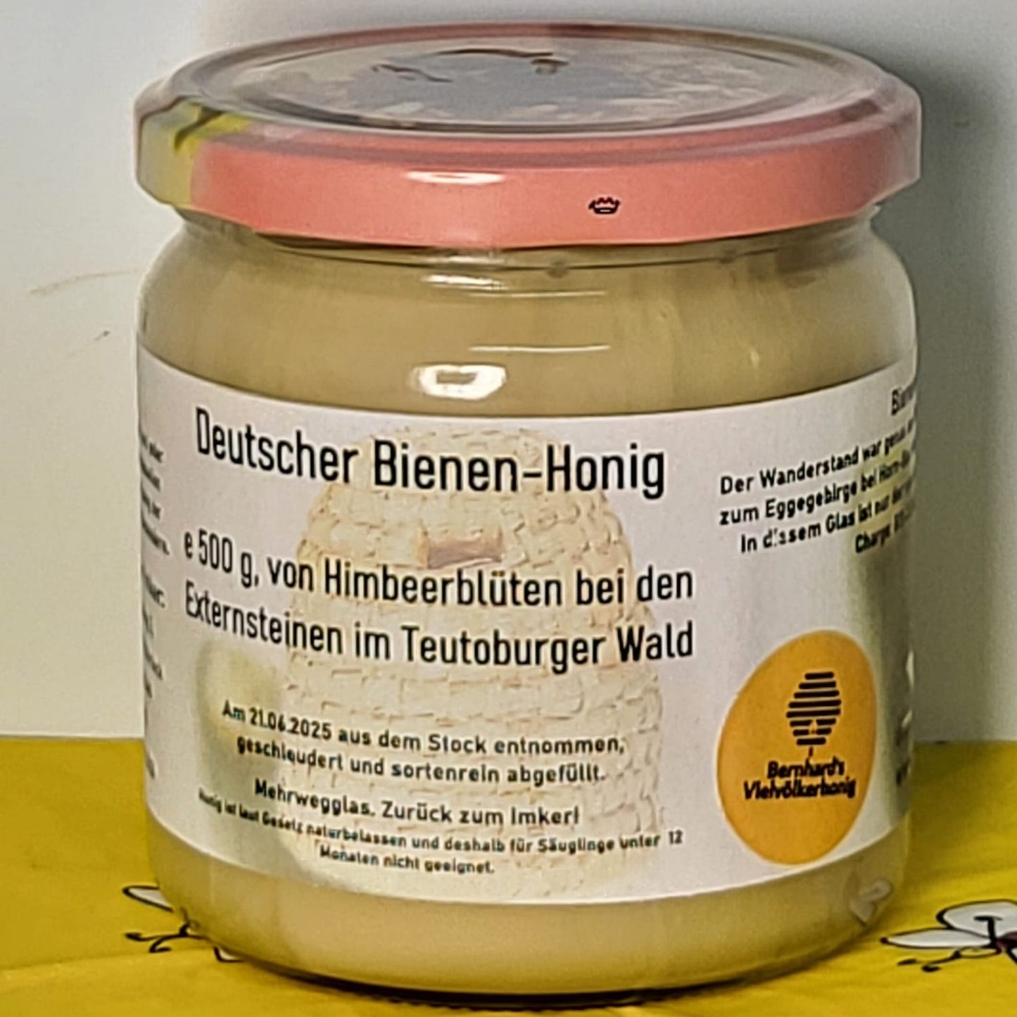 Naturreiner Bienenhonig von Himbeerblüten bei den Externsteinen im Teutoburger Wald 500g