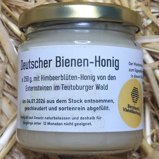 Naturreiner Honig von Himbeerblüten bei den Externsteinen im Teutoburger-Wald 250g
