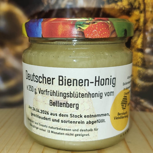 Erster Honig von 2026! Vorfrühlingsblütenhonig von den Wäldern und Feldern auf dem Bellenberg bei Vahlhausen 250g