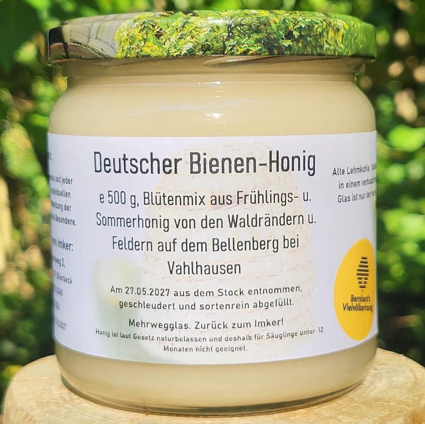 Naturreiner Blütenmix aus Frühlings- und Sommerhonig von den Waldrändern und Feldern auf dem Bellenberg bei Vahlhausen 500g