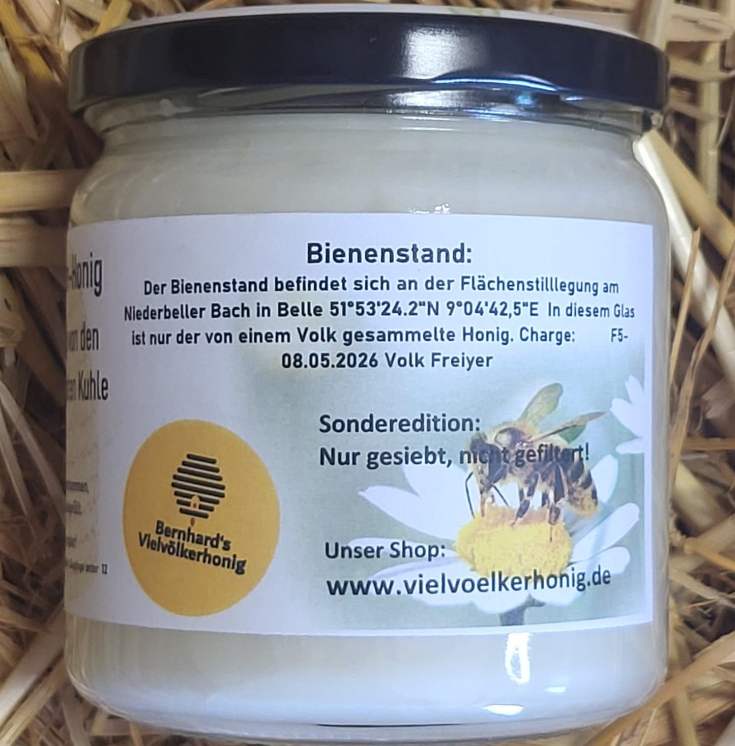 Naturreiner Blütenhonig von den Rapsfeldern in der Roten Kuhle in Belle 500g