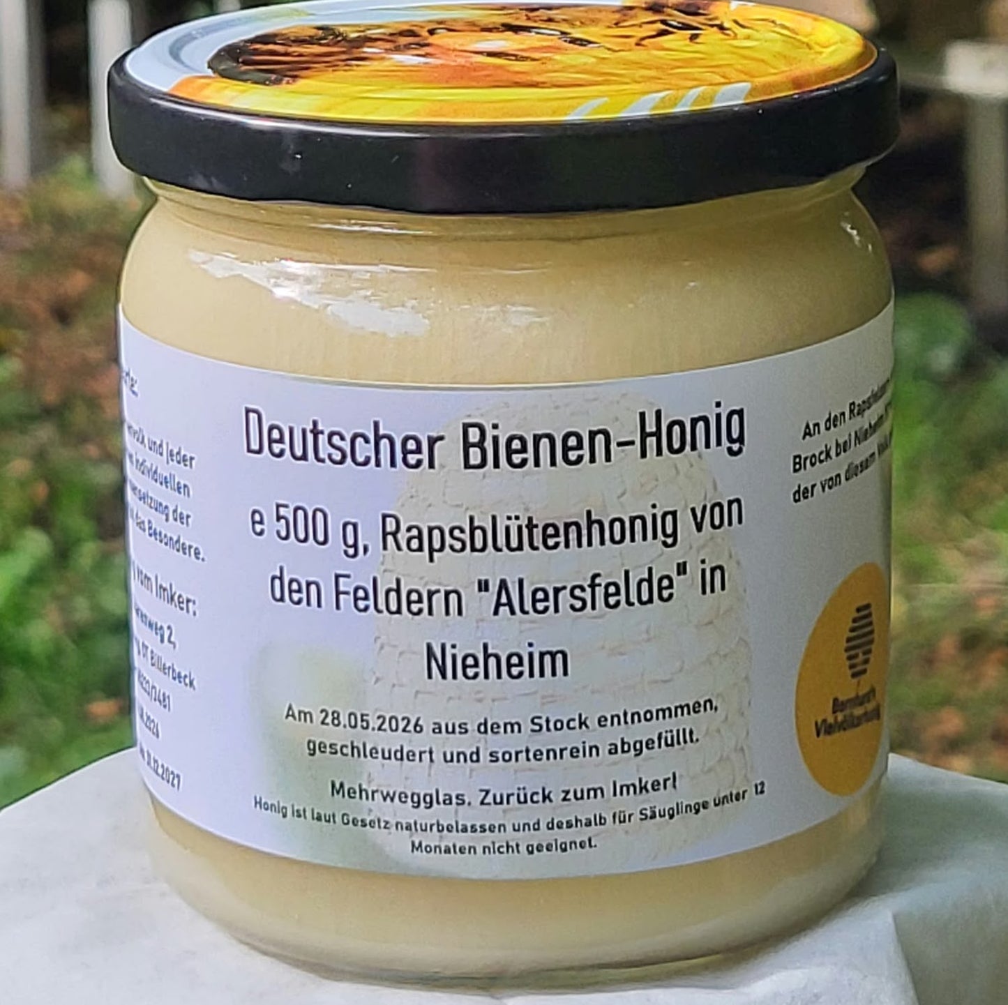Naturreiner Rapsblütenhonig von den Feldern "Alersfelde" in Nieheim 500g