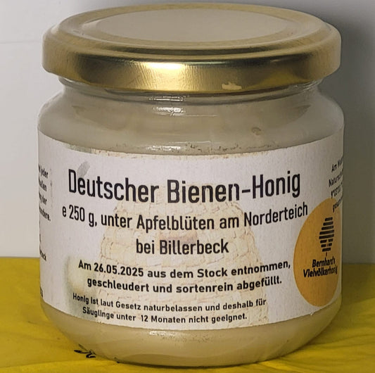 Naturreiner Bienen-Honig gesammelt unter Apfelbäumen am Norderteich bei Billerbeck 250g