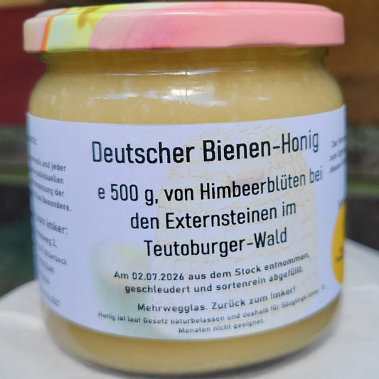 Naturreiner Honig von Himbeerblüten bei den Externsteinen im Teutoburger-Wald 500g