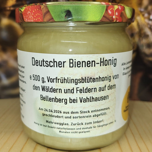 Erster Honig von 2026! Vorfrühlingsblütenhonig von den Wäldern und Feldern auf dem Bellenberg bei Vahlhausen 500g